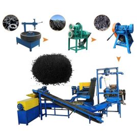 The waste rubber (tire) rubber powder production equipment is a new environmentally-friendly and energy-saving 800 alloy roller mill developed by Shuliy Machinery. The glue or steel tire block (wire steel tire block needs to be equipped with magnetic wire equipment) can be directly placed. The roller mill is automatically ground into 15-80 mesh rubber powder. After the screening, the rubber powder can be sold in bags. The rubber powder on the sieve can not be meshed and can be sent to the mill for grinding. The required number of meshes, one-stop production of complete equipment, combined with roller compaction, effectively control the pulverization temperature to ensure the quality of the pulverized material.